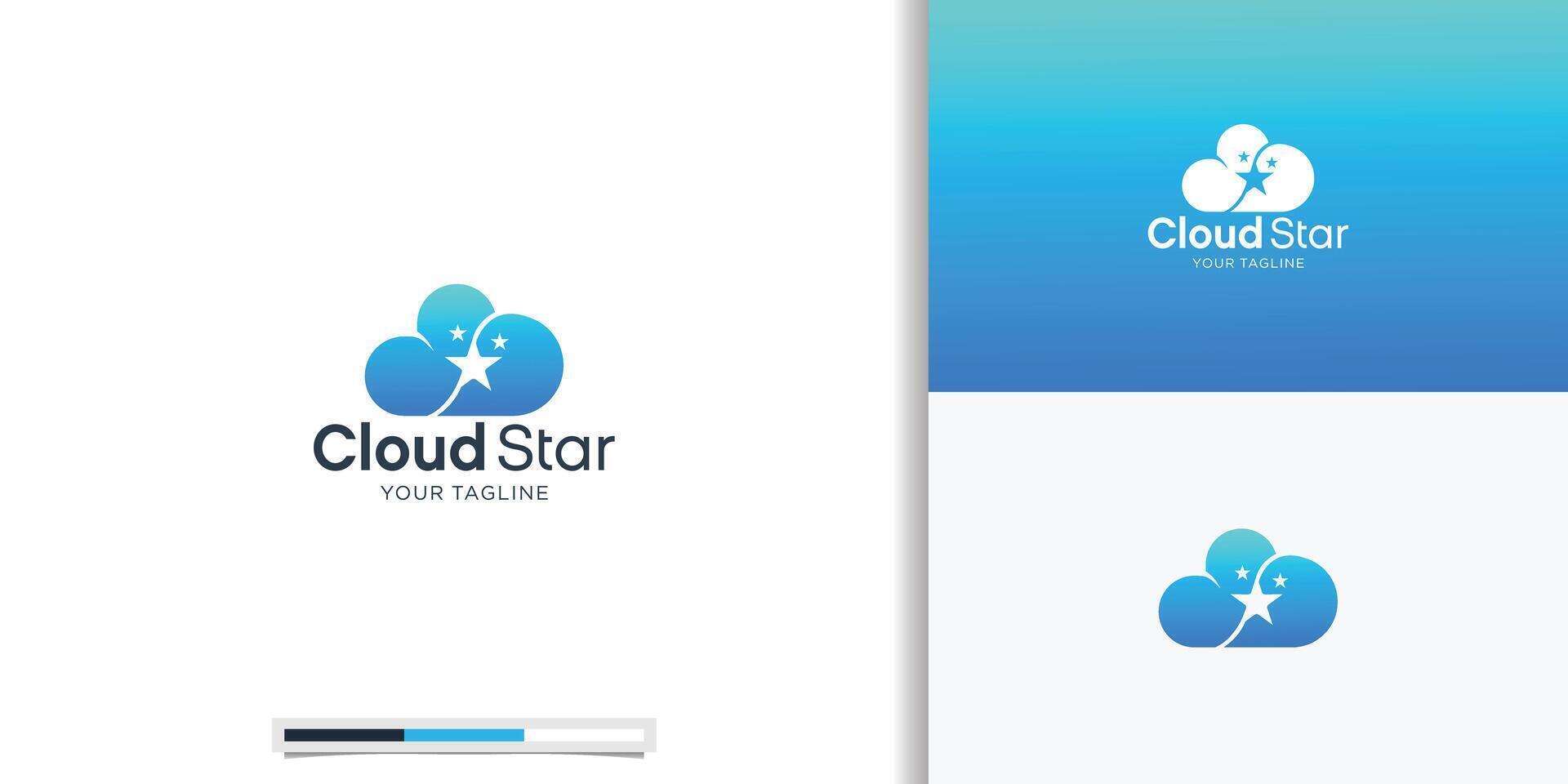 étoile logo avec Créatif nuage conception. unique concept double signification. étoile Les données entreprise logo modèle vecteur