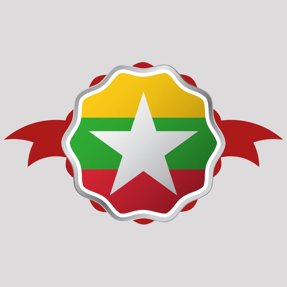 Créatif myanmar drapeau autocollant emblème vecteur