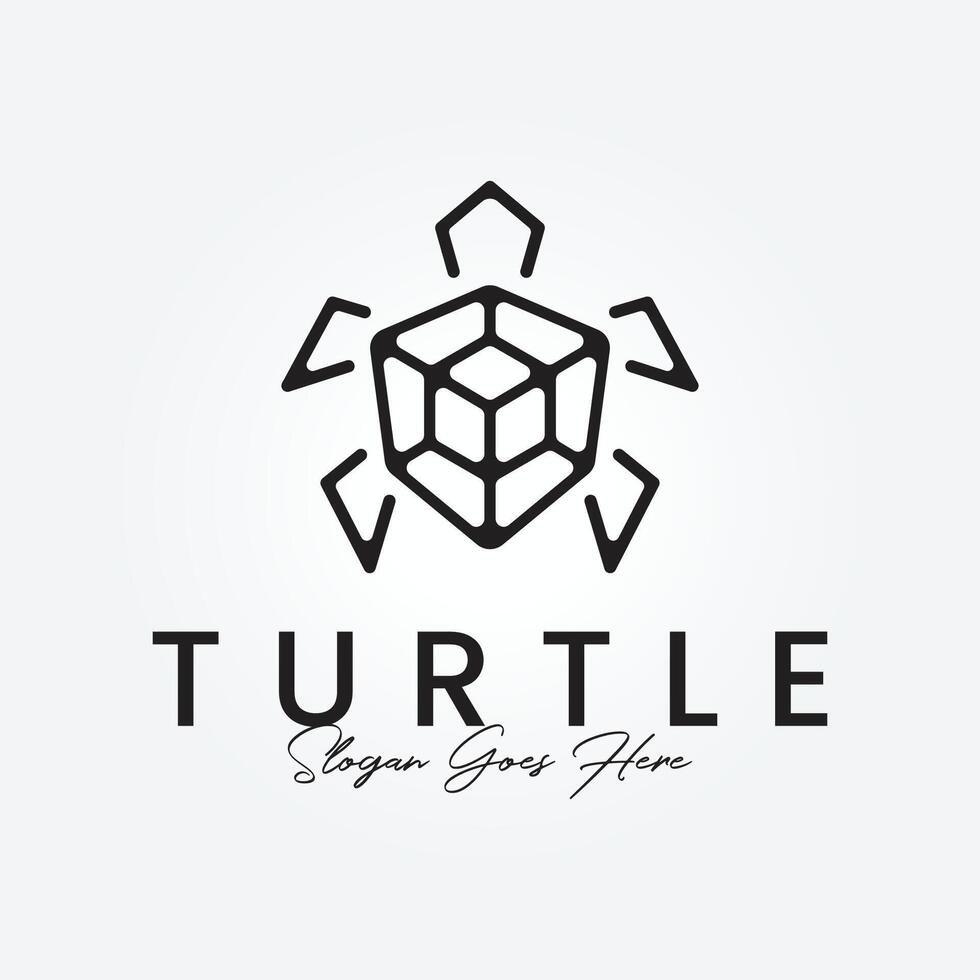 tortue ligne art logo vecteur illustration conception avec bouclier en forme de coquille