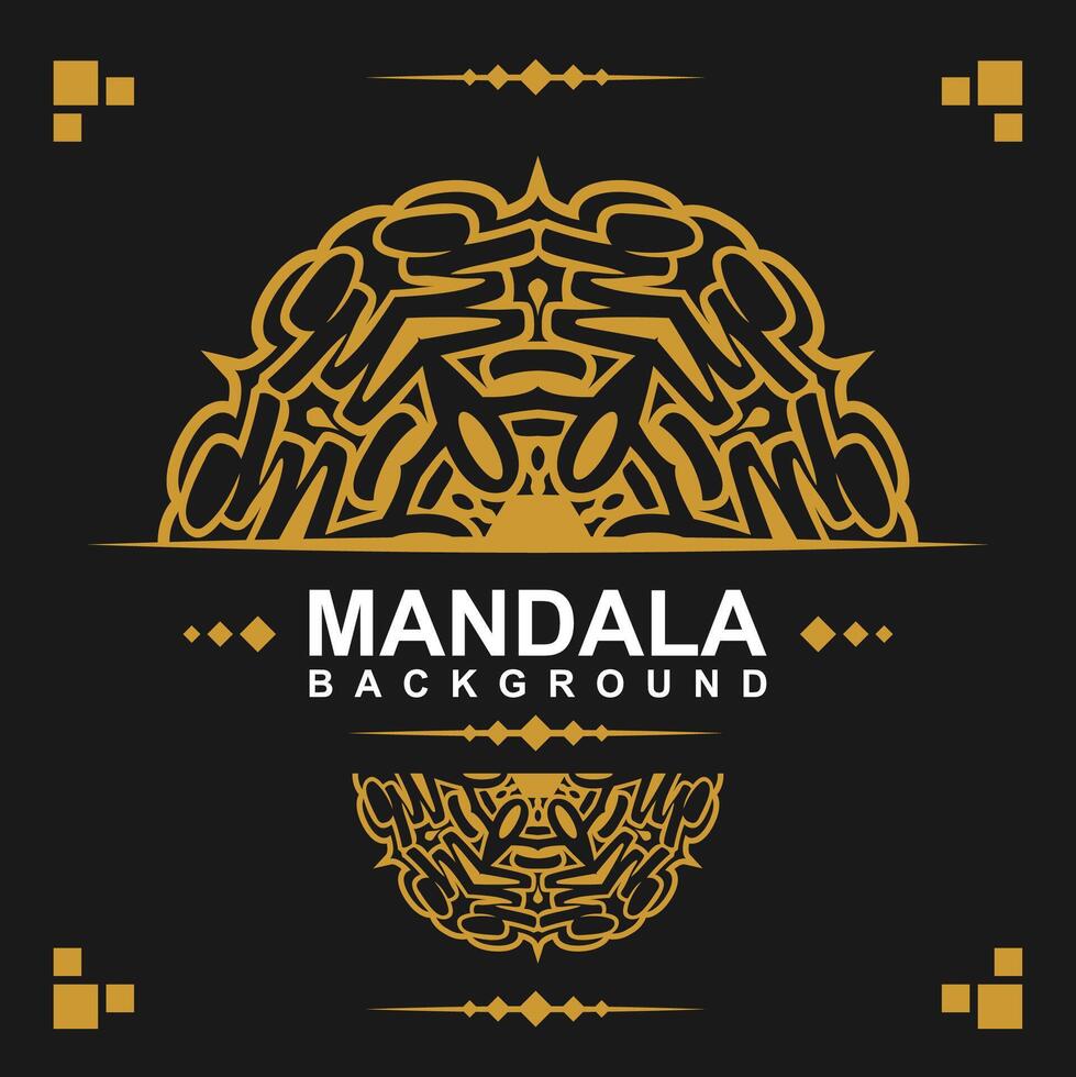 d'or Cadre avec mandala art Contexte. gratuit vecteur