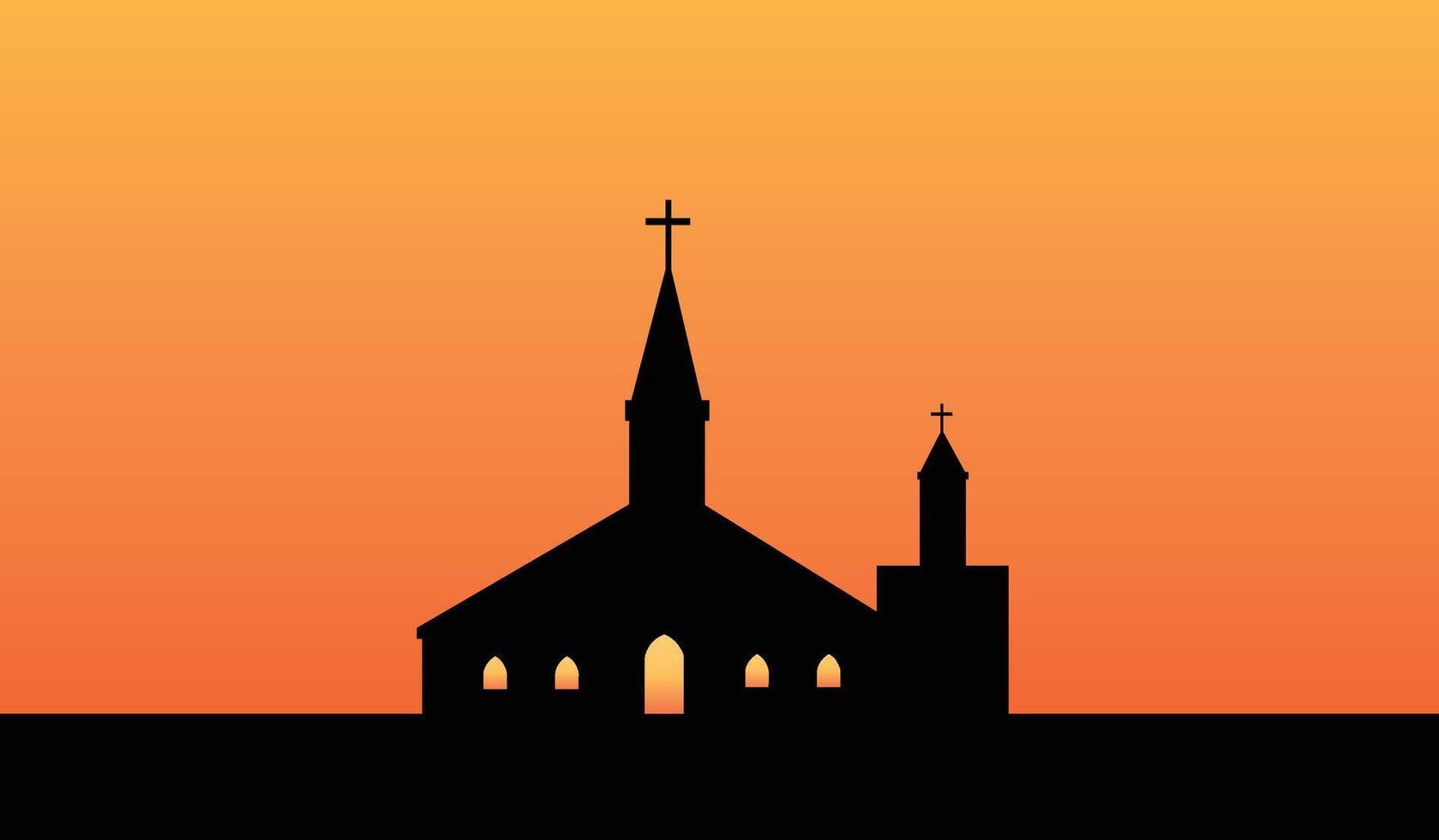 silhouette de église bâtiment architecture vecteur illustration