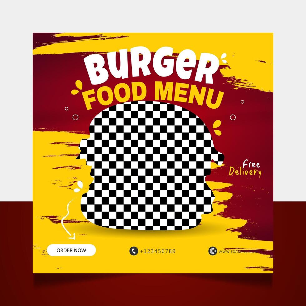 Burger nourriture menu social médias Publier bannière modèle vecteur