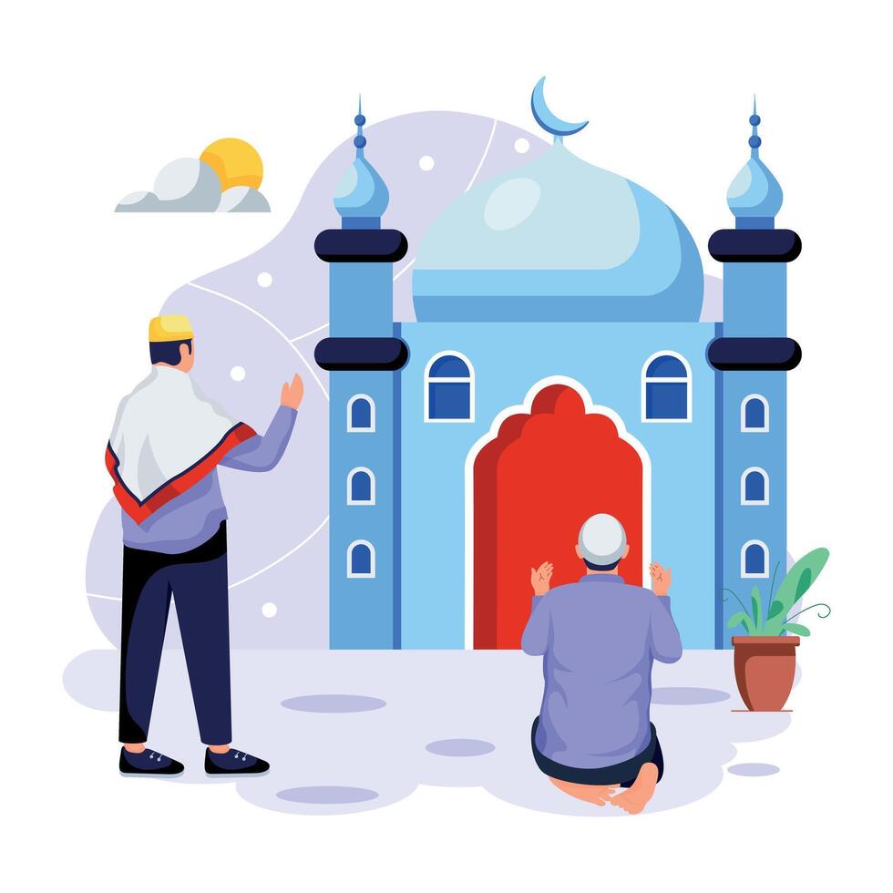 musulman rituels plat personnage des illustrations vecteur
