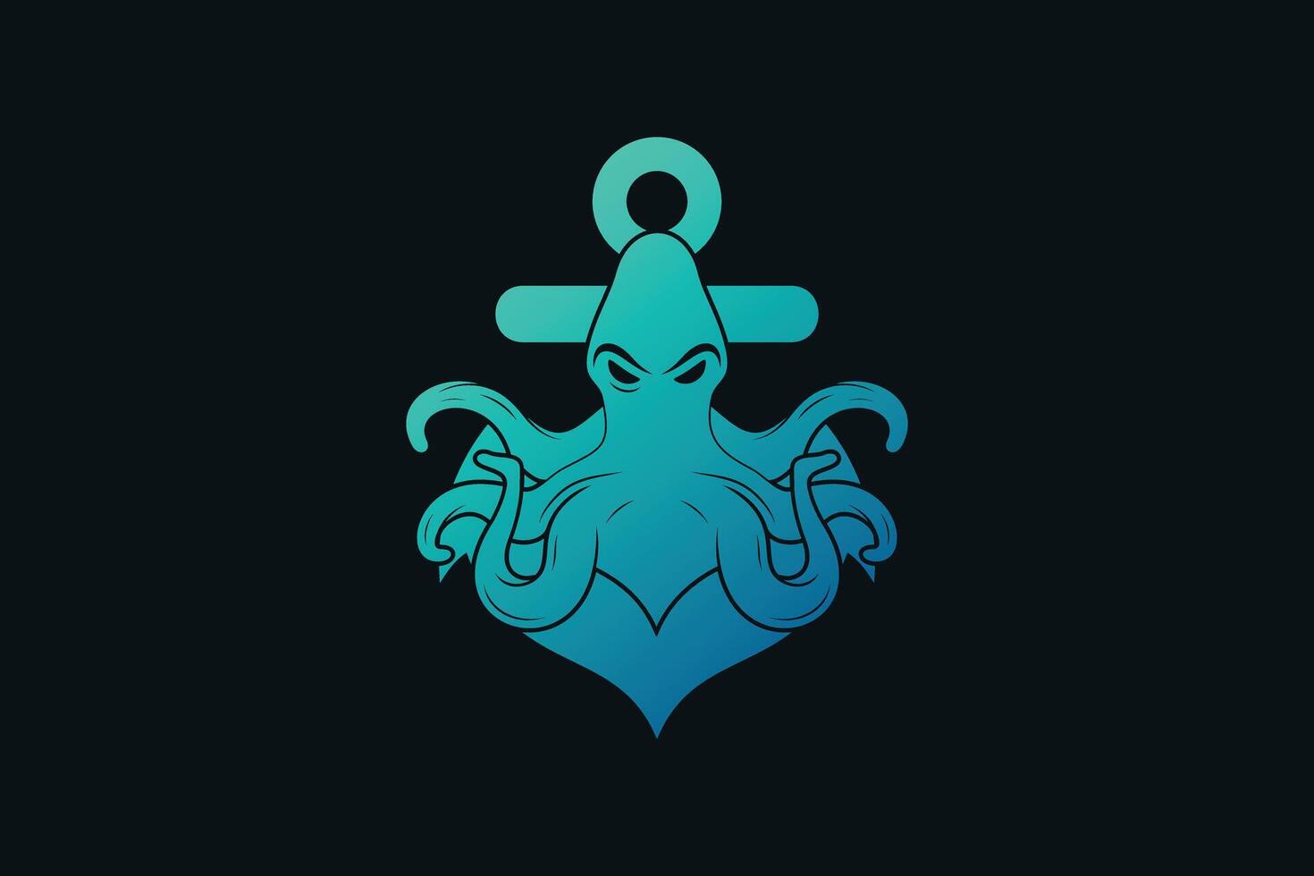 poulpe logo conception avec ancre unique concept prime vecteur
