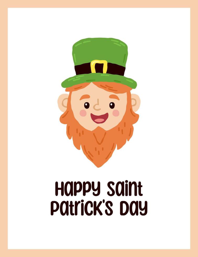 de fête carte postale pour st. patrick's journée avec caractères. main tiré plat dessin animé éléments. vecteur illustration