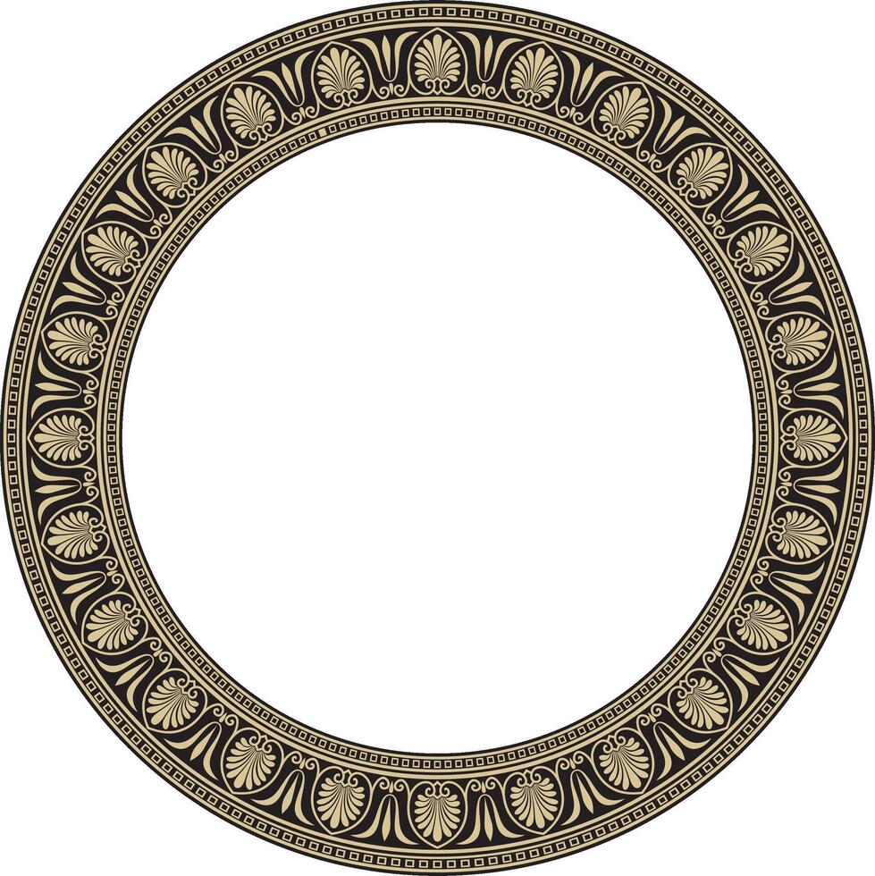 vecteur or et noir rond classique grec ornement. européen ornement. frontière, cadre, cercle, bague ancien Grèce, romain Empire