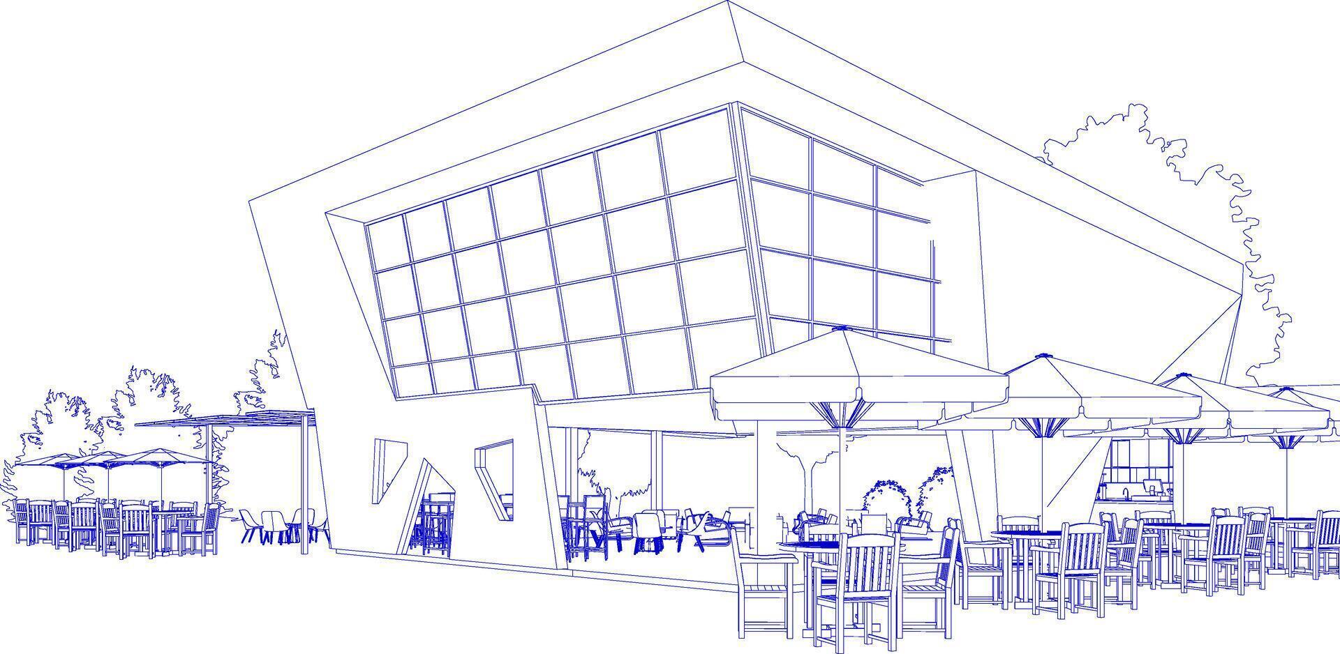 3d, illustration, de, café-restaurant vecteur