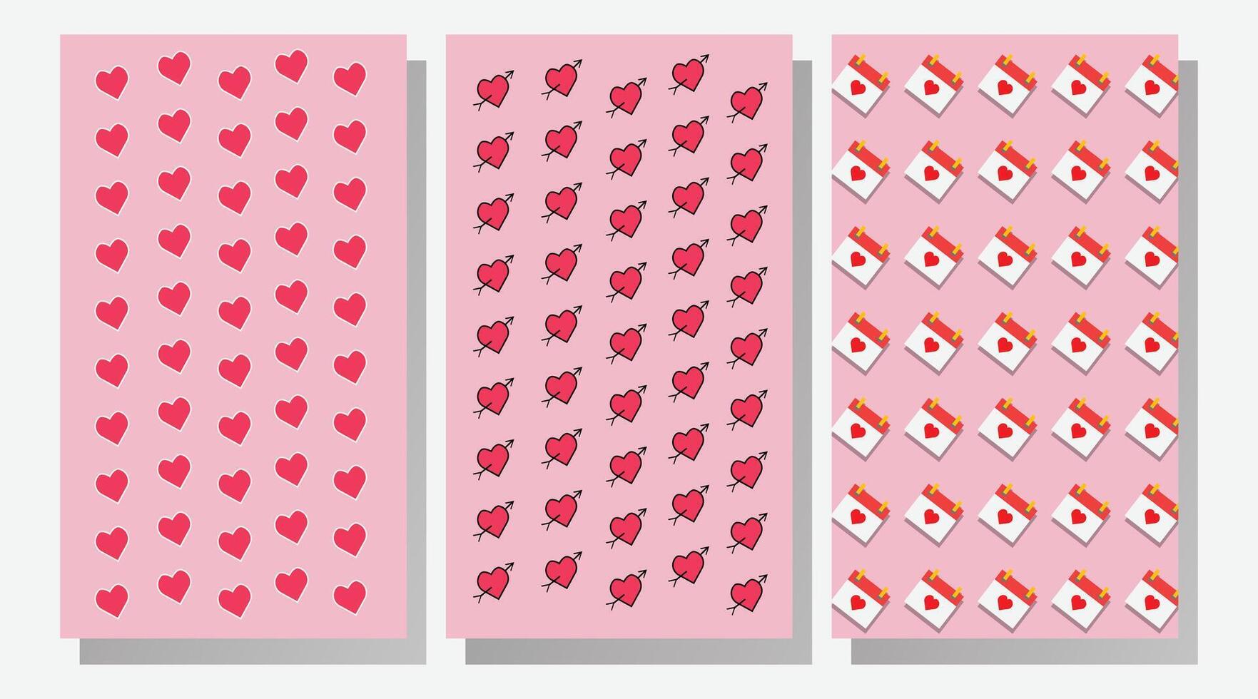 ensemble de affiches pour la Saint-Valentin journée. branché minimaliste prospectus pour faire la fête, couverture, carte, les publicités, promo. vecteur