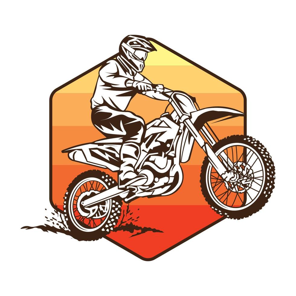 illustration vectorielle de montée d'enduro de motocross, parfaite pour la conception de t-shirt et la conception de logo d'événement de championnat vecteur