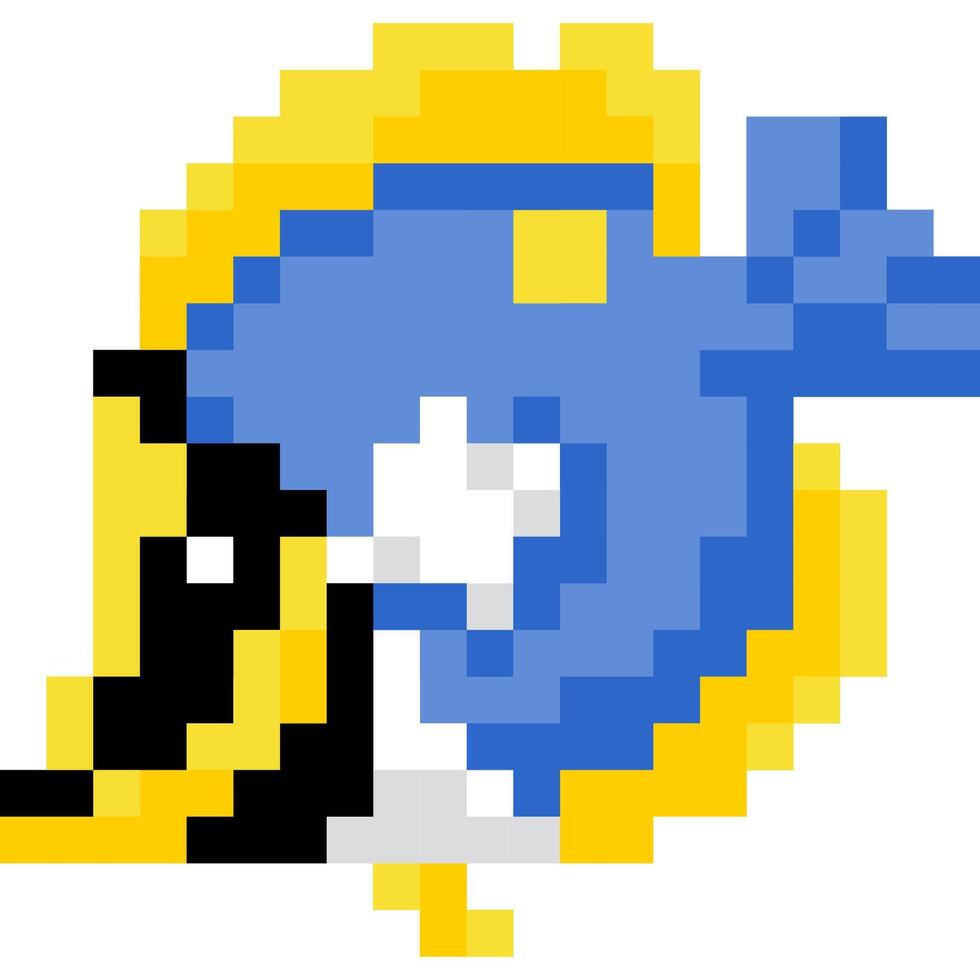 poisson dessin animé icône dans pixel style vecteur