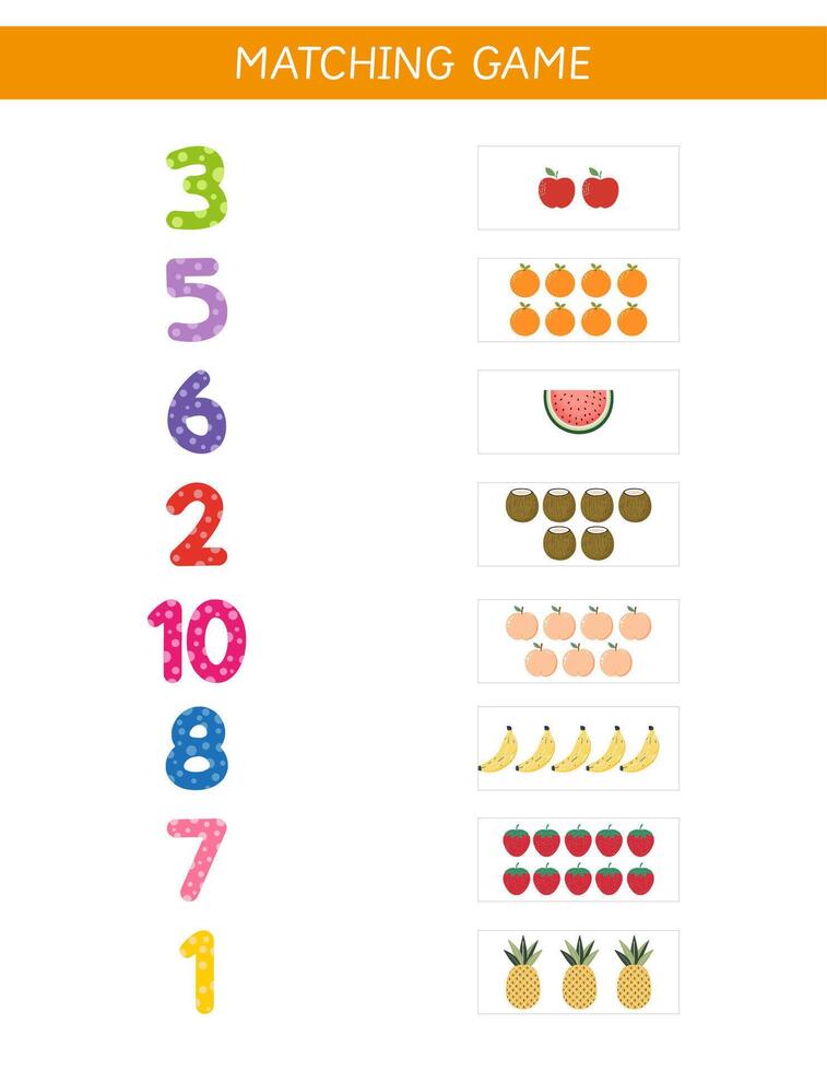 nombre correspondant à jeu. compter et rencontre feuille de travail pour préscolaire enfants. éducatif jeu. math activité. compte entraine toi vecteur
