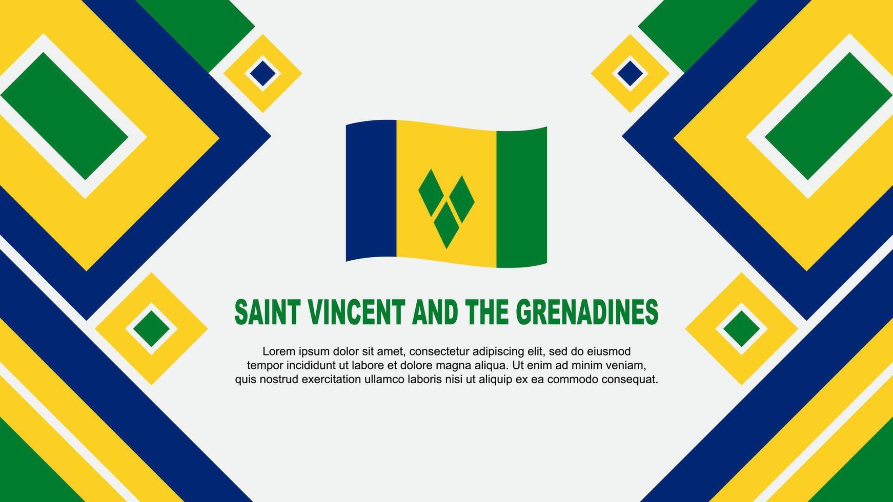 Saint Vincent et le grenadines drapeau abstrait Contexte conception modèle. Saint Vincent et le grenadines indépendance journée bannière fond d'écran vecteur illustration. dessin animé