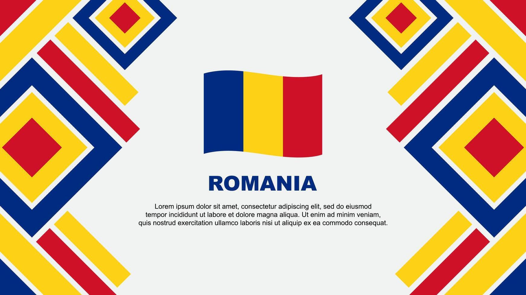 Roumanie drapeau abstrait Contexte conception modèle. Roumanie indépendance journée bannière fond d'écran vecteur illustration. Roumanie