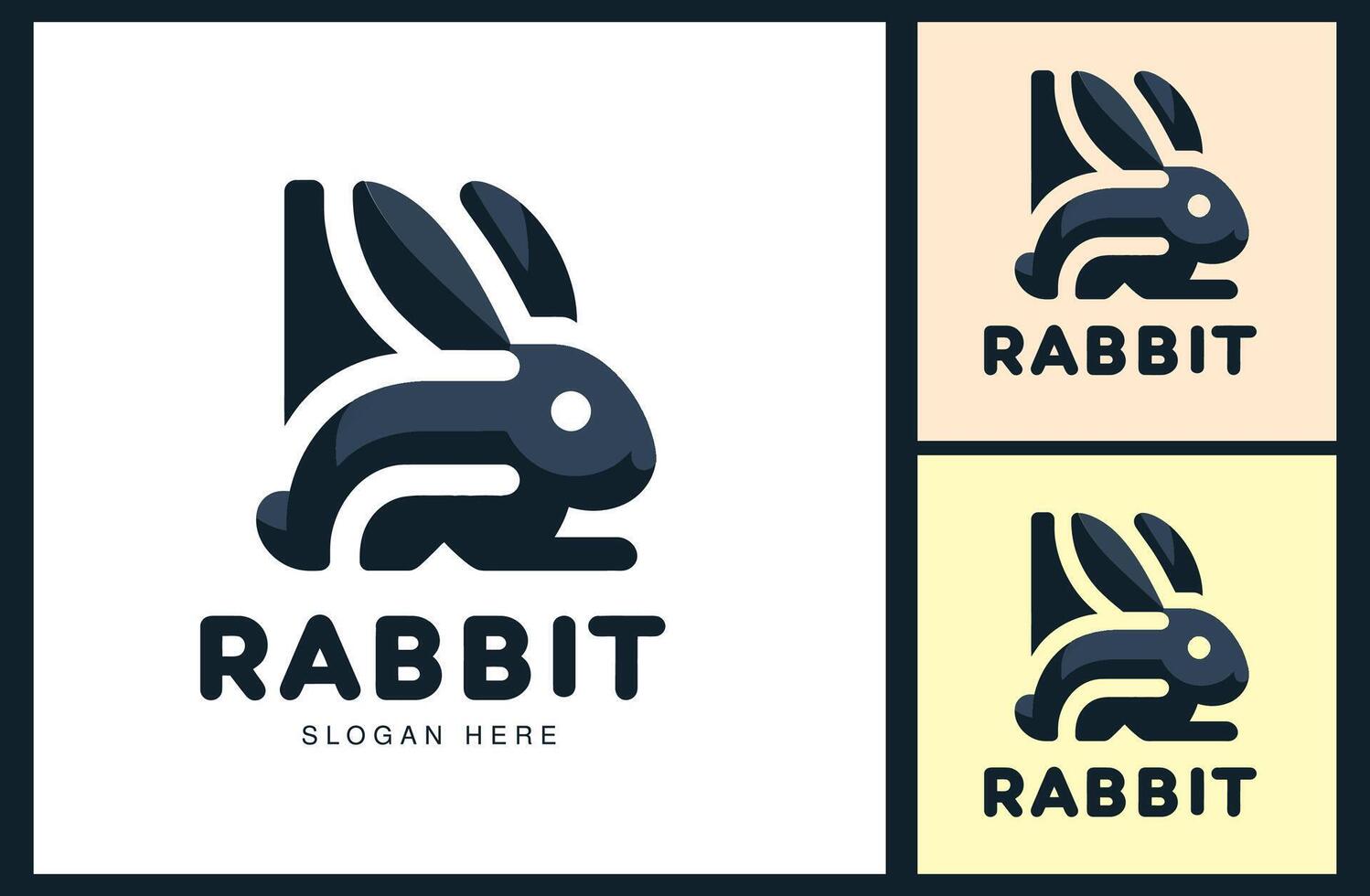 le lapin logo regards comme le lettre r et le lapin est sur le lettre r vecteur