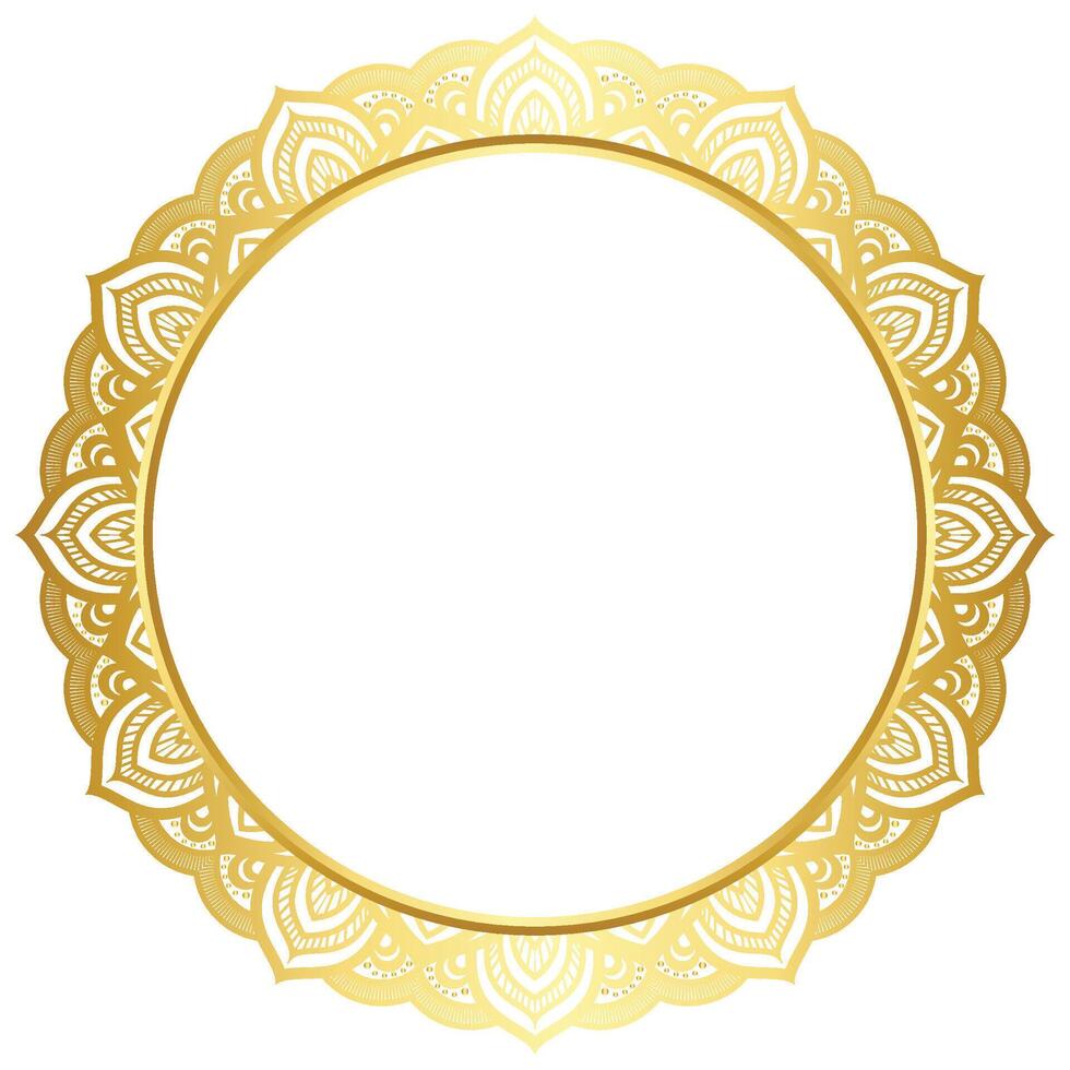 luxe d'or cercle Cadre transparent avec ancien mandala or circulaire modèle clipart vecteur