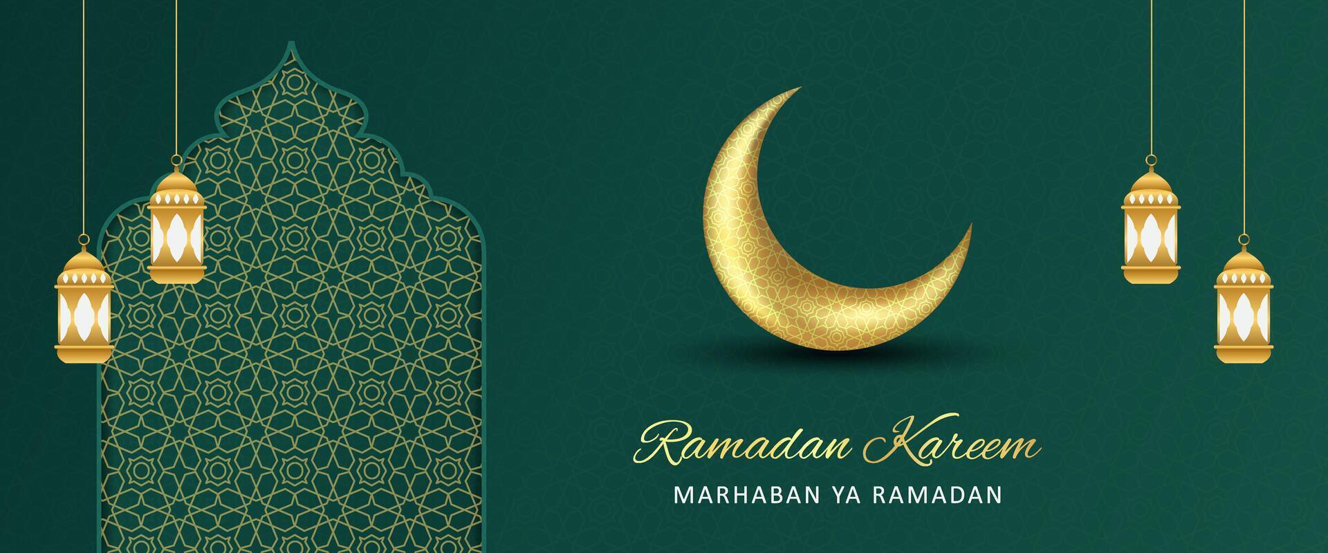 moderne luxe islamique Ramadan kareem bannière Contexte avec d'or ornement décoratif isolé sur vert Contexte vecteur