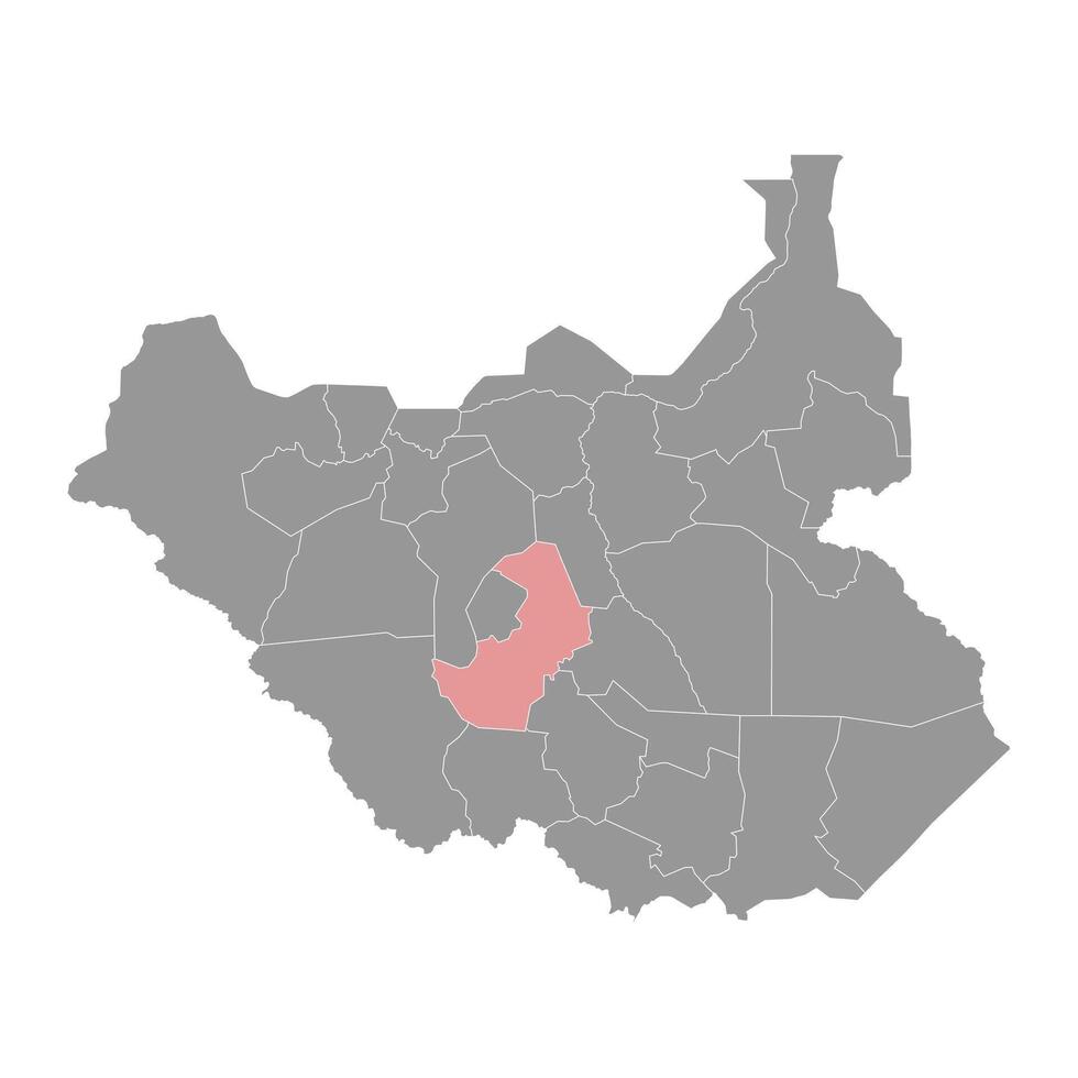 occidental des lacs Etat carte, administratif division de Sud Soudan. vecteur illustration.