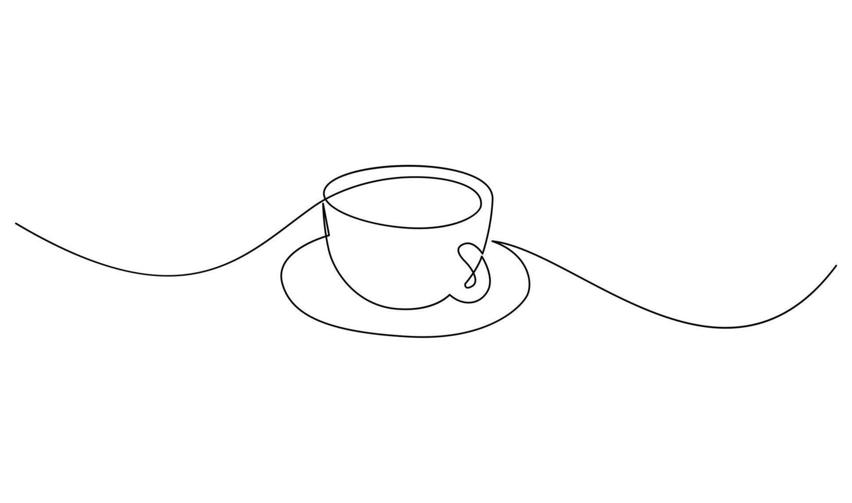 tasse continu ligne art. café ou thé tasse un ligne dessin. chaud boisson avec vapeur vecteur