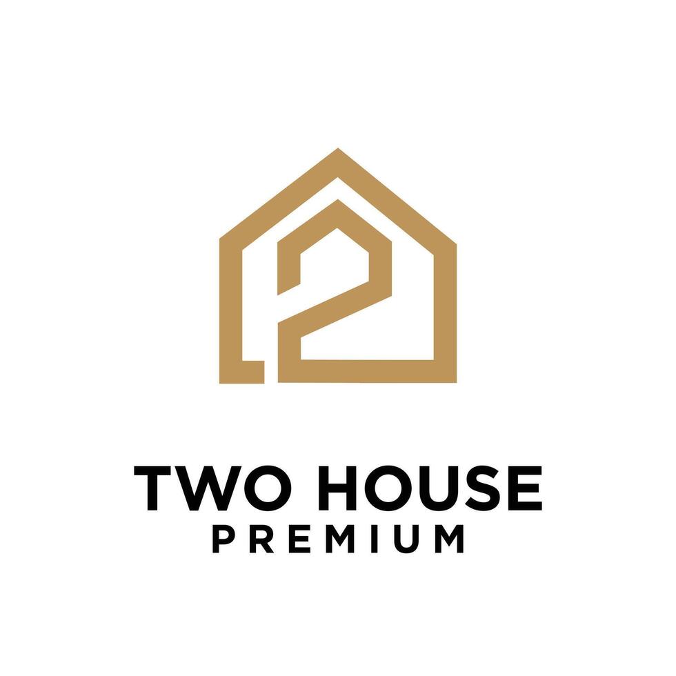 deux maison lettre logo icône conception illustration vecteur
