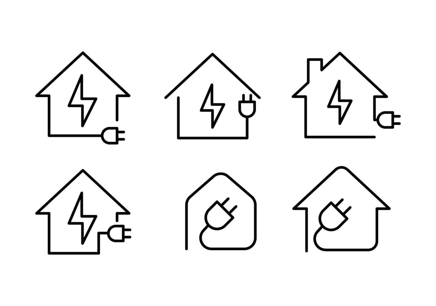 maison électrique Accueil icône ensemble logo ligne conception vecteur