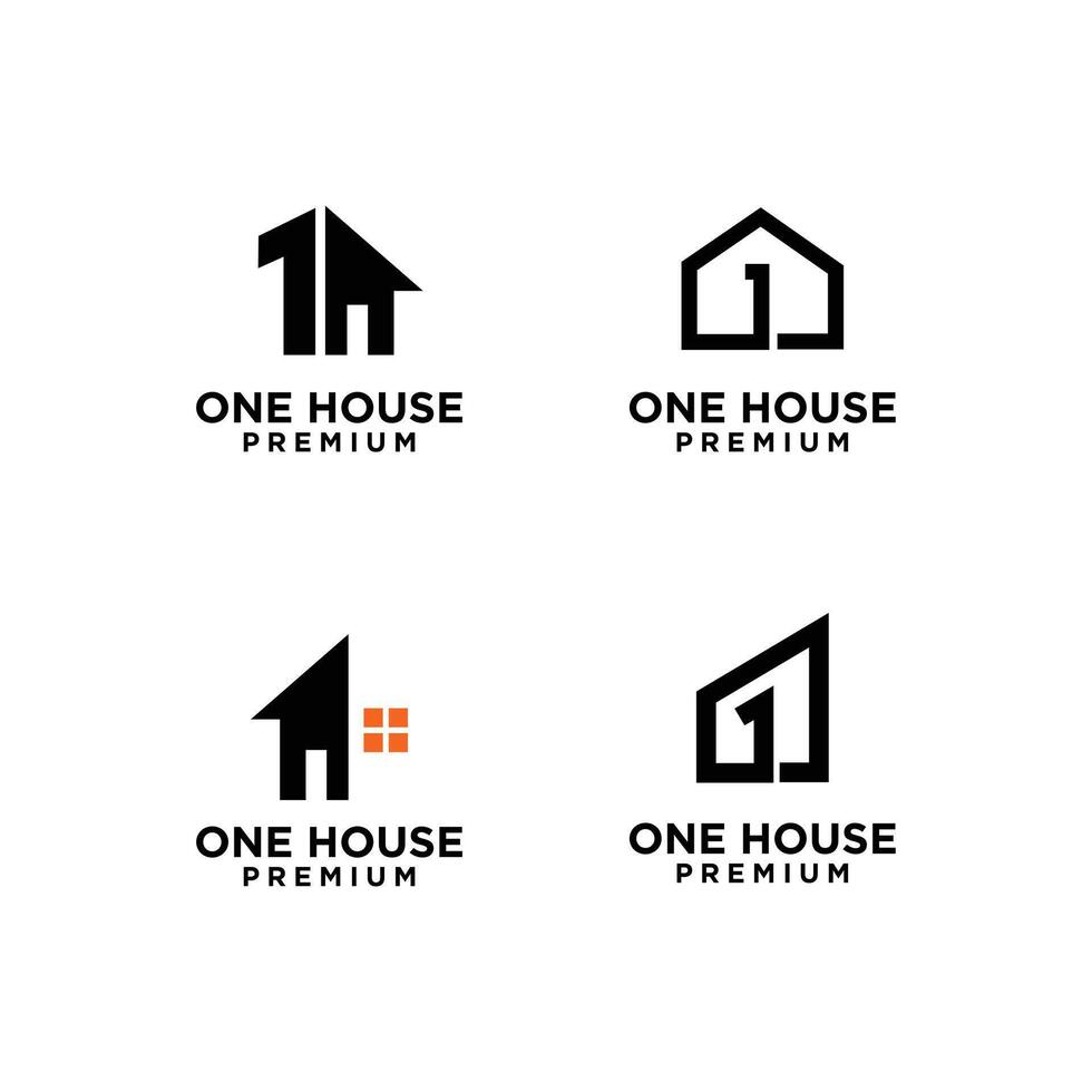 un 1 maison Accueil lettre logo icône conception vecteur
