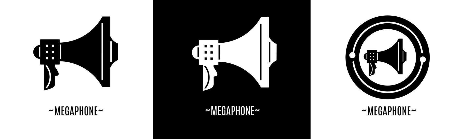 mégaphone logo ensemble. collection de noir et blanc logos. Stock vecteur. vecteur