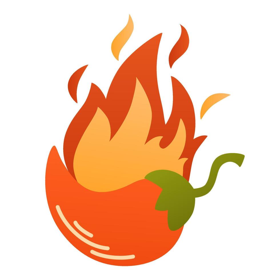 chaud poivre sur Feu. mexicain poivre le Chili. symbole ou jalapeno poivre pour mexicain cuisine café pub ou Tequila bar. vecteur main tiré illustration.