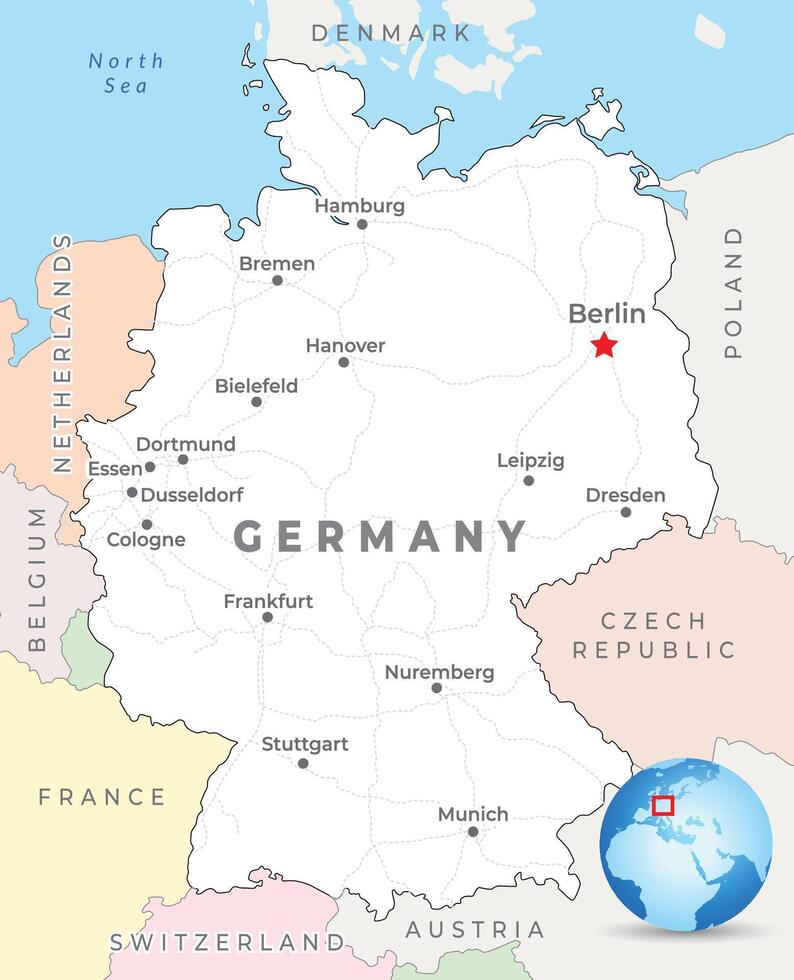 Allemagne carte avec Capitale Berlin, plus important villes et nationale les frontières vecteur