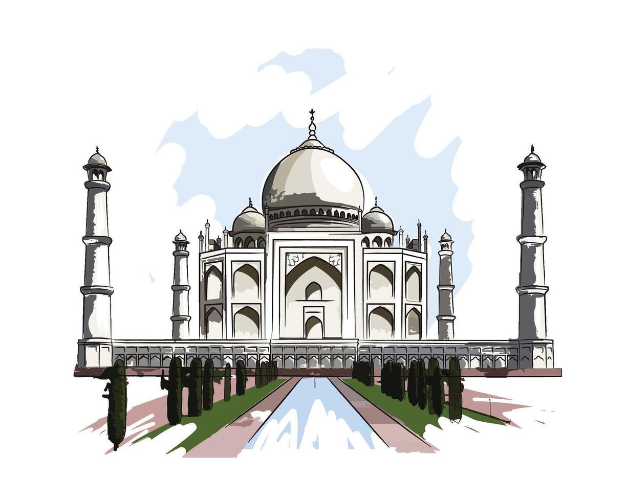 taj mahal dessiné à la main vecteur esquisser dessin