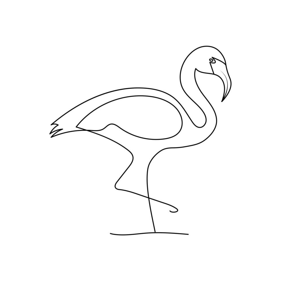 continu un ligne dessin de flamant rose.contour vecteur illustration conception.