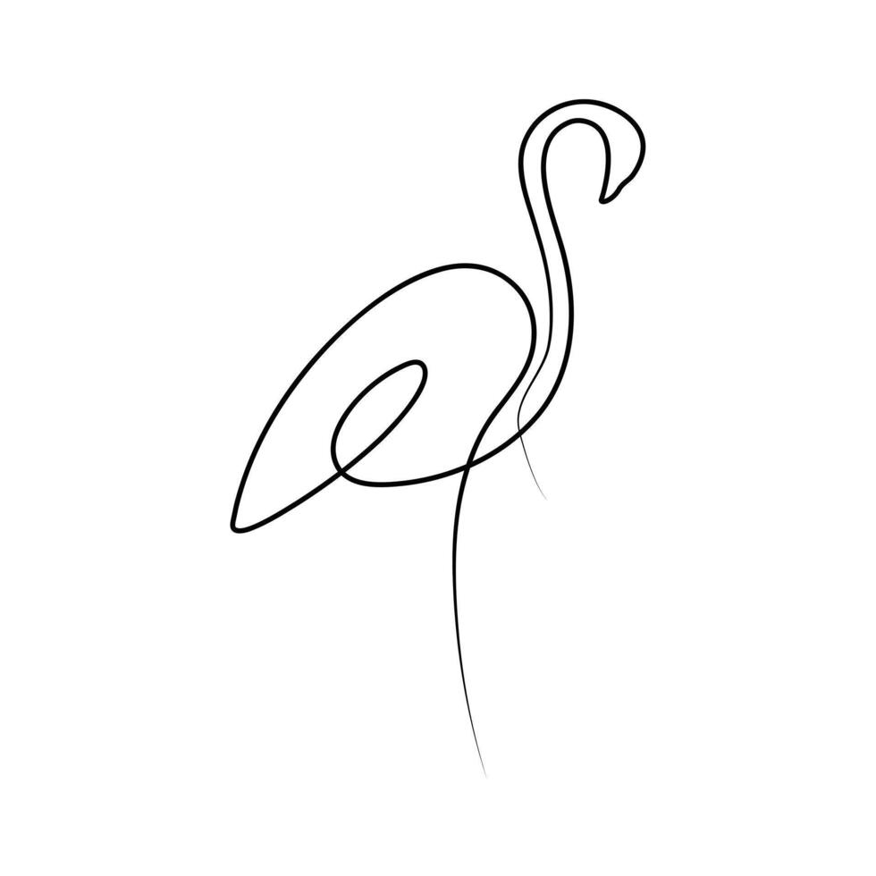 continu un ligne dessin de flamant rose.contour vecteur illustration conception.