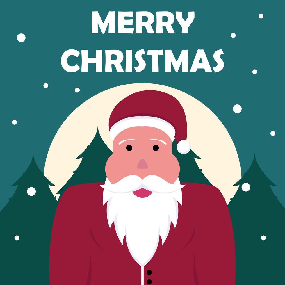 illustration vecteur graphique de Père Noël claus sur Noël veille, montrant le plein lune, parfait pour international jour, joyeux Noël, célébrer, salutation carte, etc.