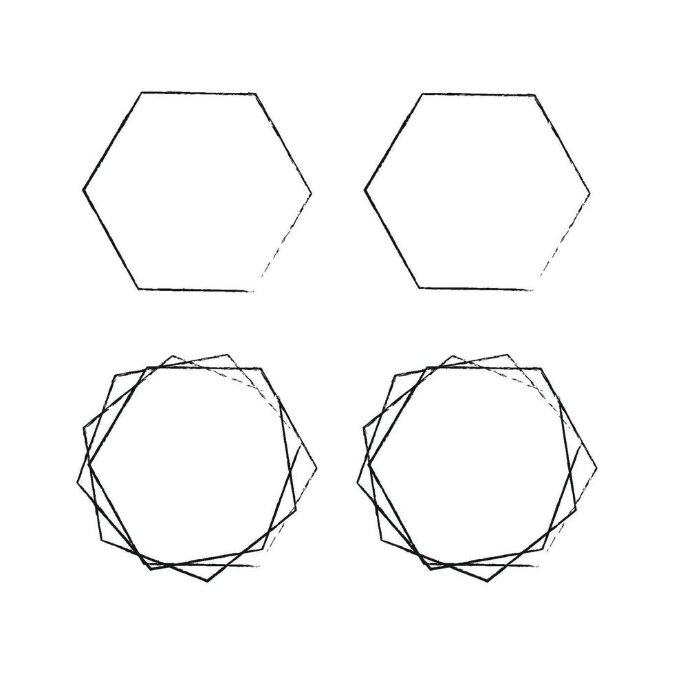 géométrique cadres. métallique polyèdre, art déco style pour mariage faire-part, polygonal ancien cadres pour invitation modèle. vecteur
