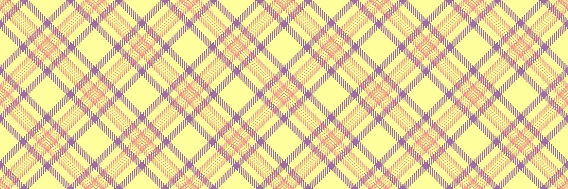 court Contexte textile tissu, horizon texture vecteur tartan. Écossais vérifier plaid modèle sans couture dans Jaune et magenta couleurs.