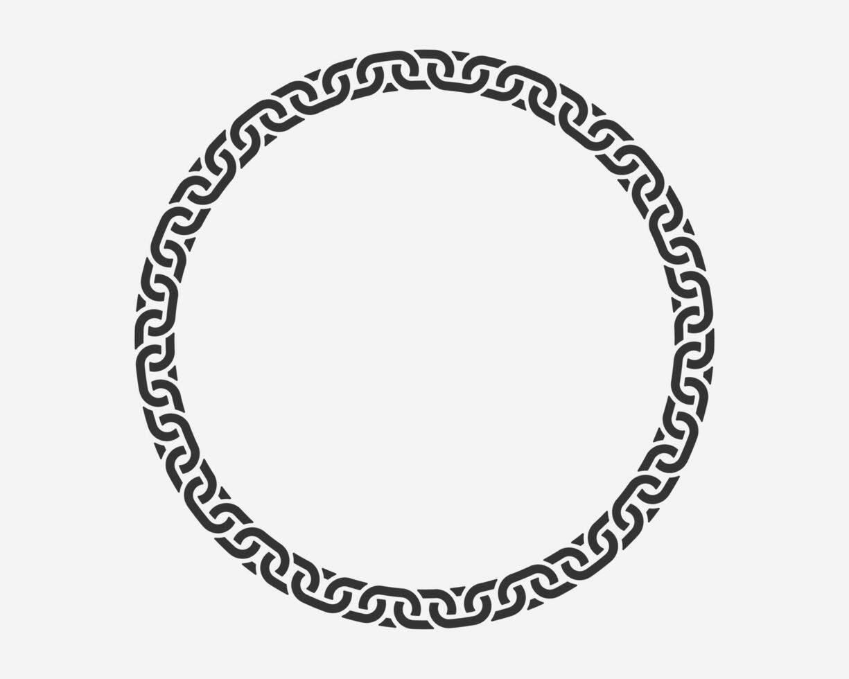 texture chaîne rond Cadre. cercle frontière Chaînes silhouette noir et blanc isolé sur Contexte. chainette conception élément. vecteur