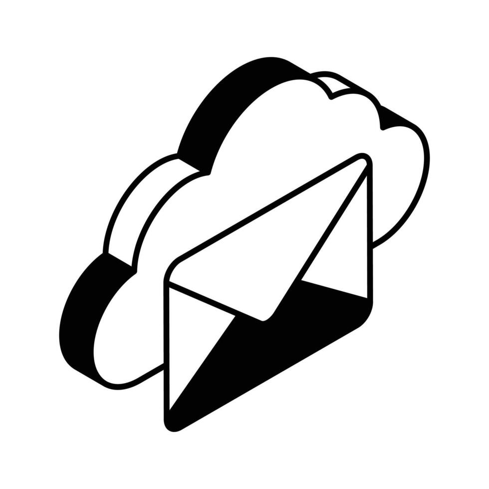lettre enveloppe avec nuage dénotant concept isométrique icône de nuage email vecteur