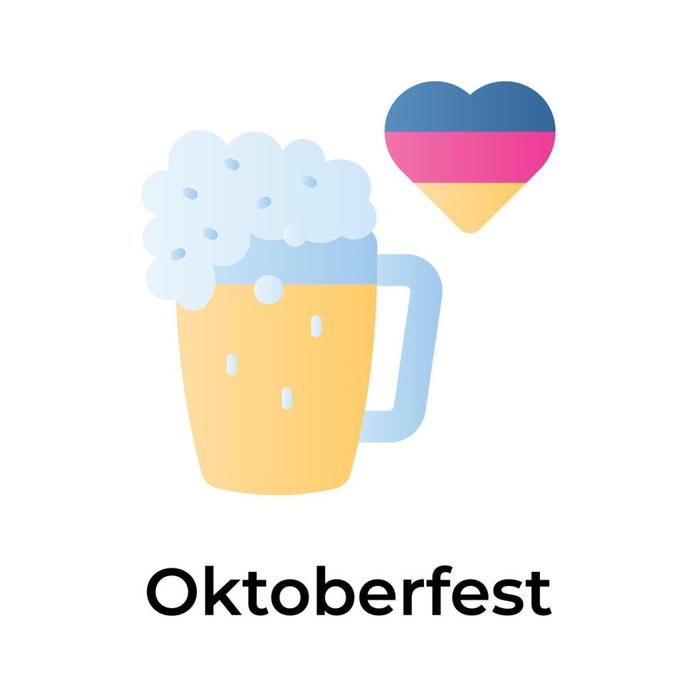 incroyable et unique icône de oktoberfest dans branché conception style, Bière verre vecteur