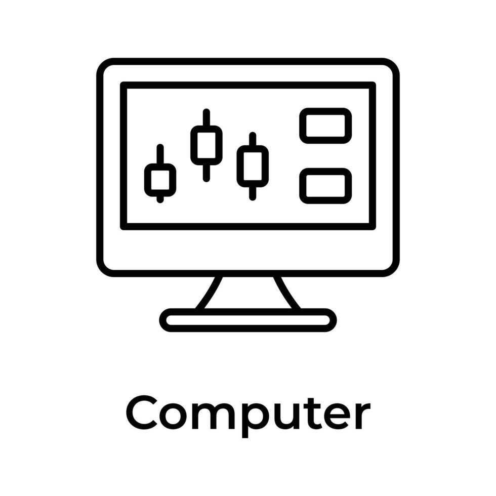 Stock marché, commerce tableau de bord icône, vecteur de ordinateur moniteur dans moderne style