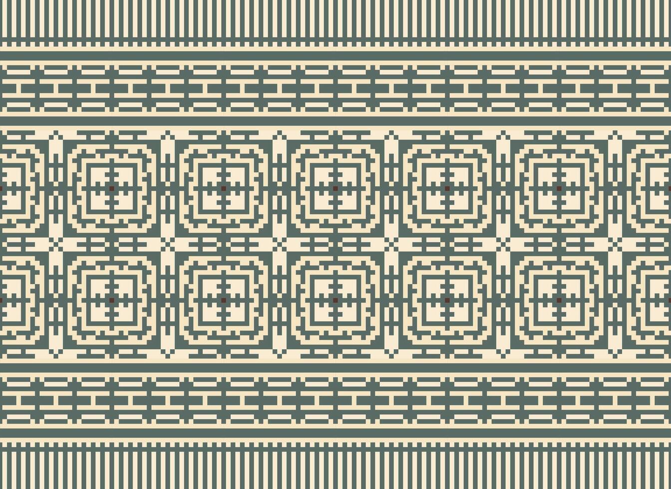 traverser point broderie. ethnique motifs. originaire de style. traditionnel conception pour texture, textile, tissu, vêtements, tricots, imprimer. géométrique pixel horizontal sans couture vecteur. vecteur