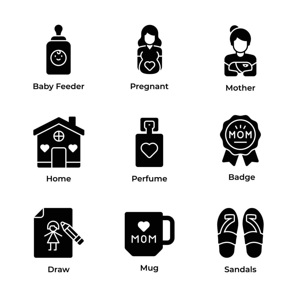 visuellement attirant les mères journée Icônes ensemble, prêt pour prime utilisation vecteur