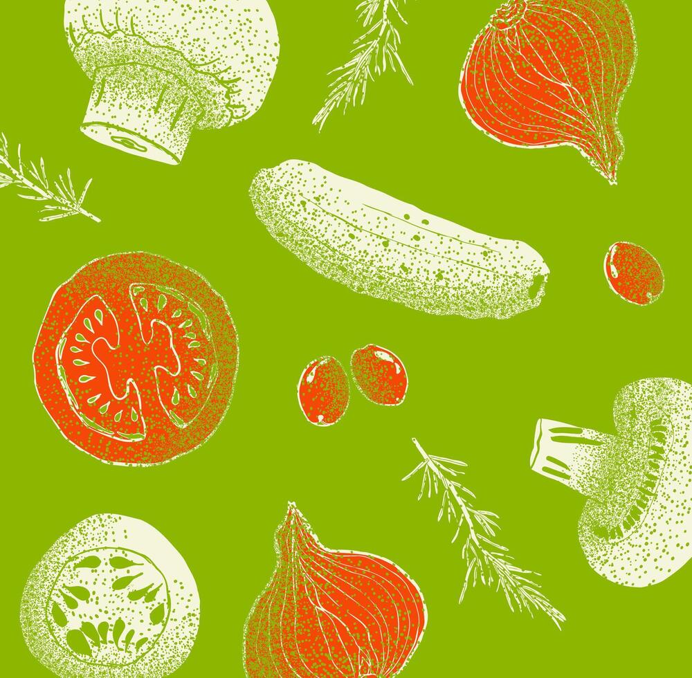 des légumes illustration esquisser style avec vaporisateur texture vecteur