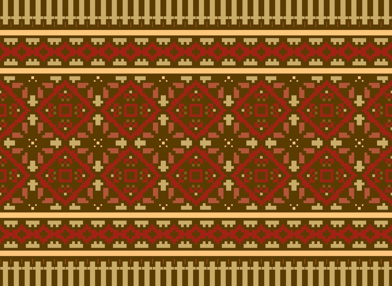 traverser point frontière. broderie traverser point. ethnique motifs. géométrique ethnique Indien modèle. originaire de ethnique motif.texture textile en tissu Vêtements tricots imprimer. pixel horizontal sans couture vecteur. vecteur