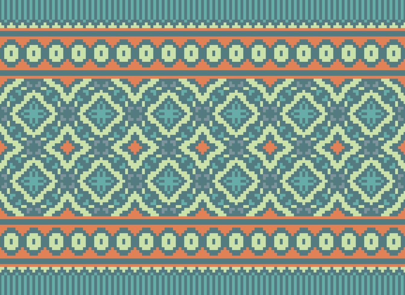 traverser point. géométrique ethnique motifs. conception pour sari, patola, sari, dupatta, vyshyvanka, Rushnyk, dupatta, vêtements, tissu, batique, tricots, broderie, Ikkat, pixel modèle. traditionnel conception. vecteur