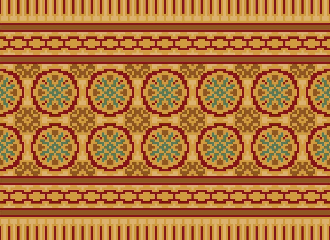 traverser point broderie. ethnique motifs. originaire de style. traditionnel conception pour texture, textile, tissu, vêtements, tricots, imprimer. géométrique pixel horizontal sans couture vecteur. vecteur