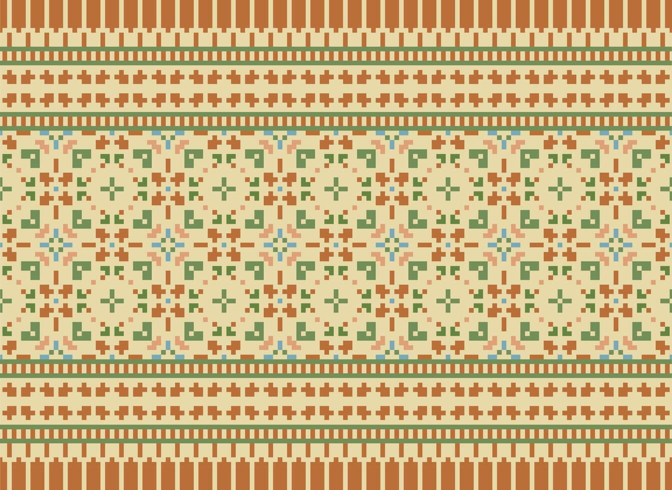 traverser point frontière. broderie traverser point. ethnique motifs. géométrique ethnique Indien modèle. originaire de ethnique motif.texture textile en tissu Vêtements tricots imprimer. pixel horizontal sans couture vecteur. vecteur