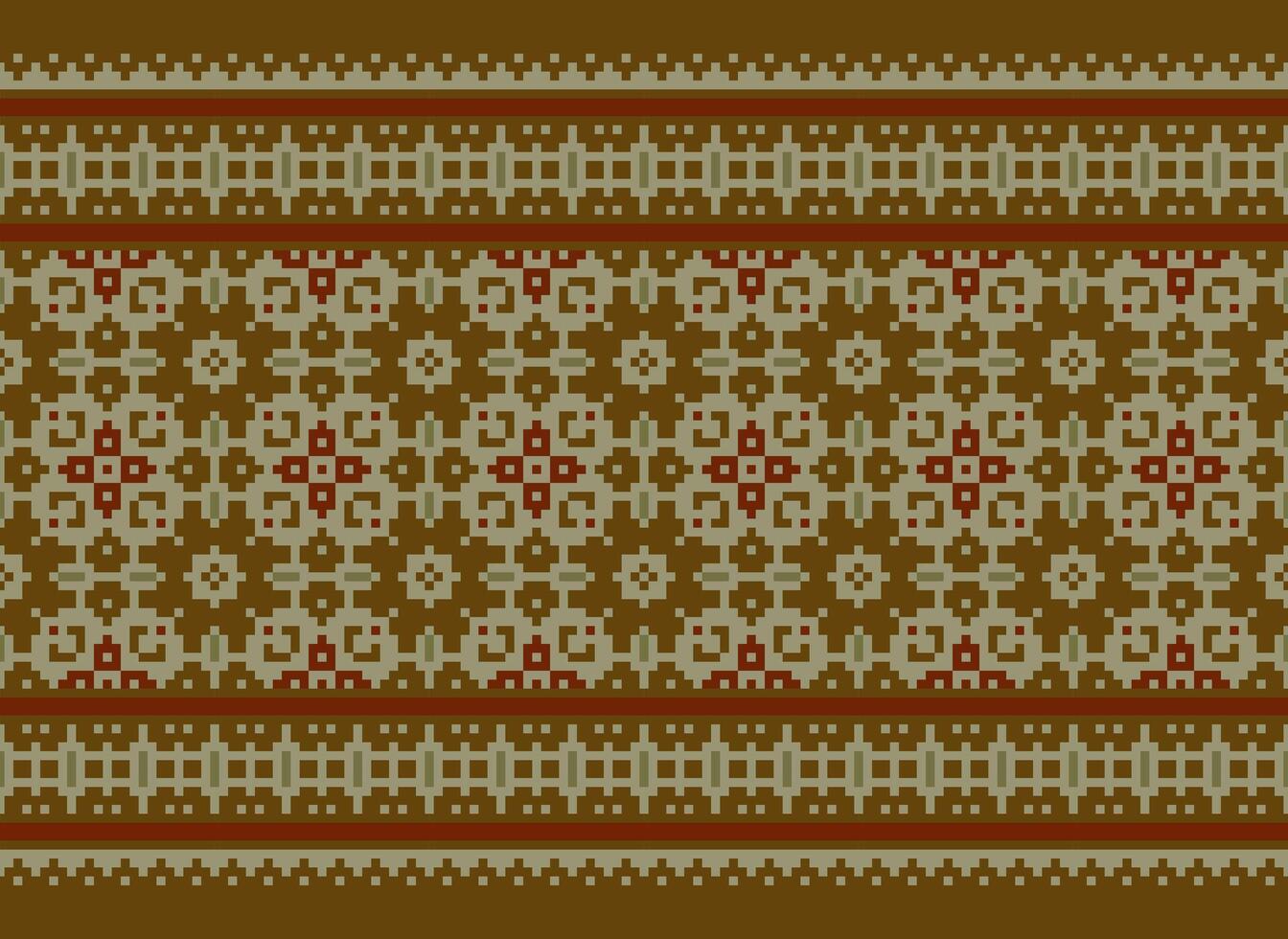 traverser point broderie. ethnique motifs. originaire de style. traditionnel conception pour texture, textile, tissu, vêtements, tricots, imprimer. géométrique pixel horizontal sans couture vecteur. vecteur