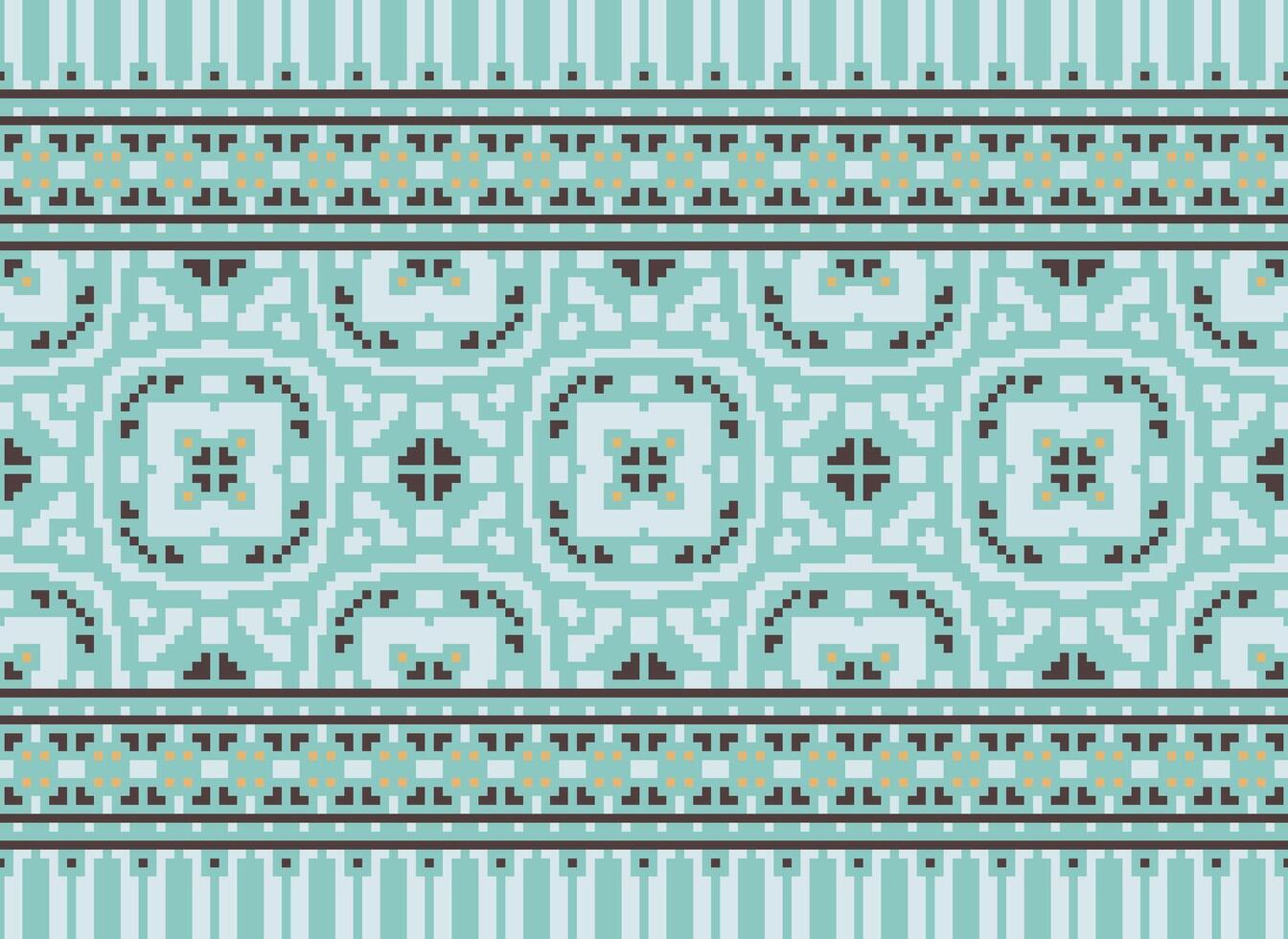 traverser point frontière. broderie traverser point. ethnique motifs. géométrique ethnique Indien modèle. originaire de ethnique motif.texture textile en tissu Vêtements tricots imprimer. pixel horizontal sans couture vecteur. vecteur