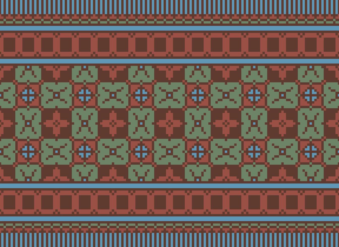 traverser point. géométrique ethnique motifs. conception pour sari, patola, sari, dupatta, vyshyvanka, Rushnyk, dupatta, vêtements, tissu, batique, tricots, broderie, Ikkat, pixel modèle. traditionnel conception. vecteur