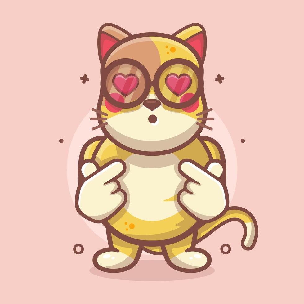 kawaii chat animal personnage mascotte avec l'amour signe main geste isolé dessin animé vecteur