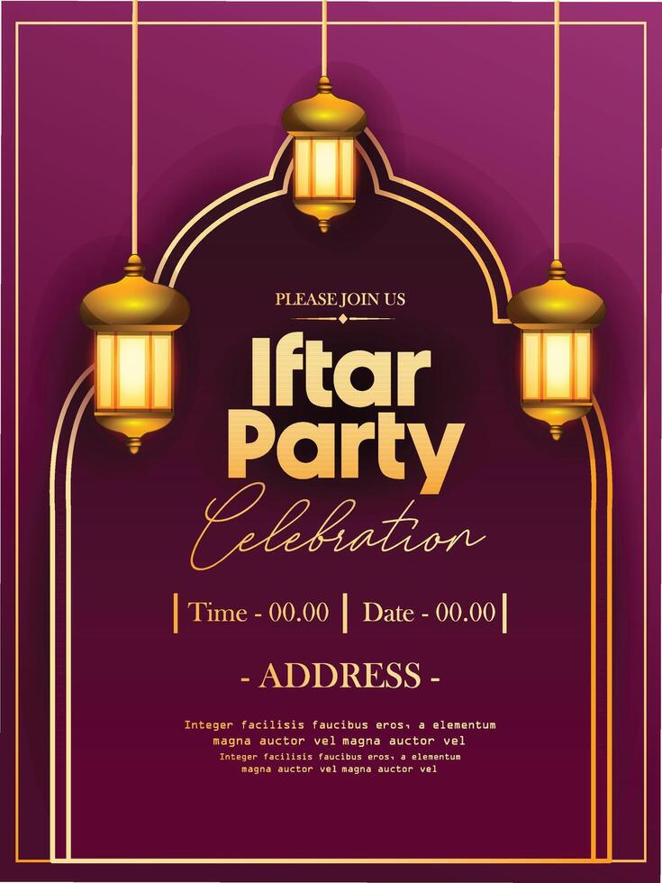 iftar fête invitation. texte Traduction généreuse Ramadan. salutation bannière Ramadan kareem avec ancien lanterne et séché Rendez-vous. vecteur. vecteur